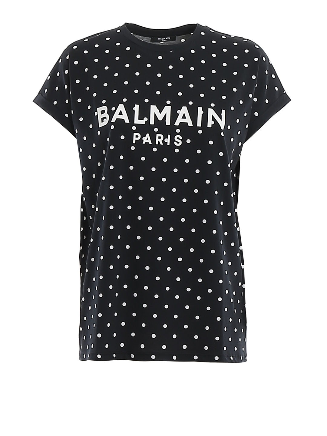 BALMAIN PARIS COTTON T-SHIRT WITH POLKA DOTS