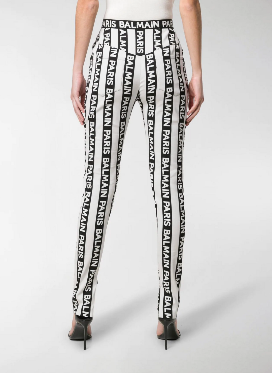 BALMAIN STRIPED LOGO TROUSERS