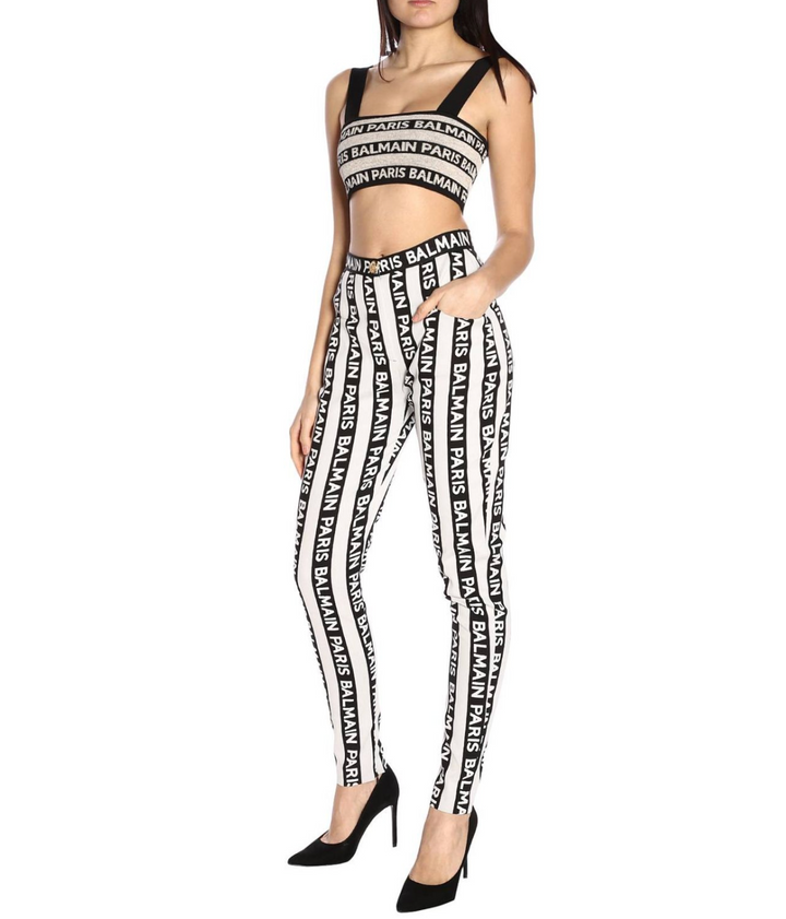 BALMAIN STRIPED LOGO TROUSERS