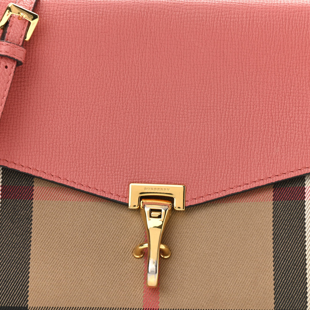 BURBERRY DERBY LEATHER AND HOUSE CHECK MACKEN CROSSBODY BAG