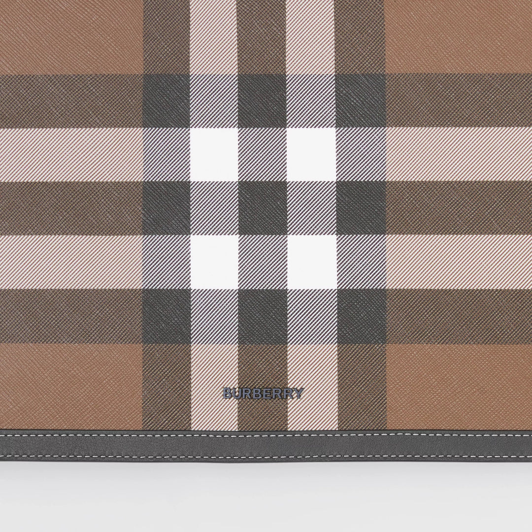 BURBERRY HOUSE CHECK &amp; LEATHER ZIP POUCH CLUTCH