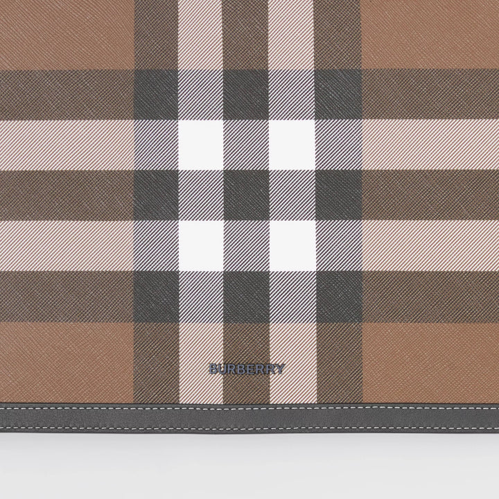 BURBERRY HOUSE CHECK &amp; LEATHER ZIP POUCH CLUTCH