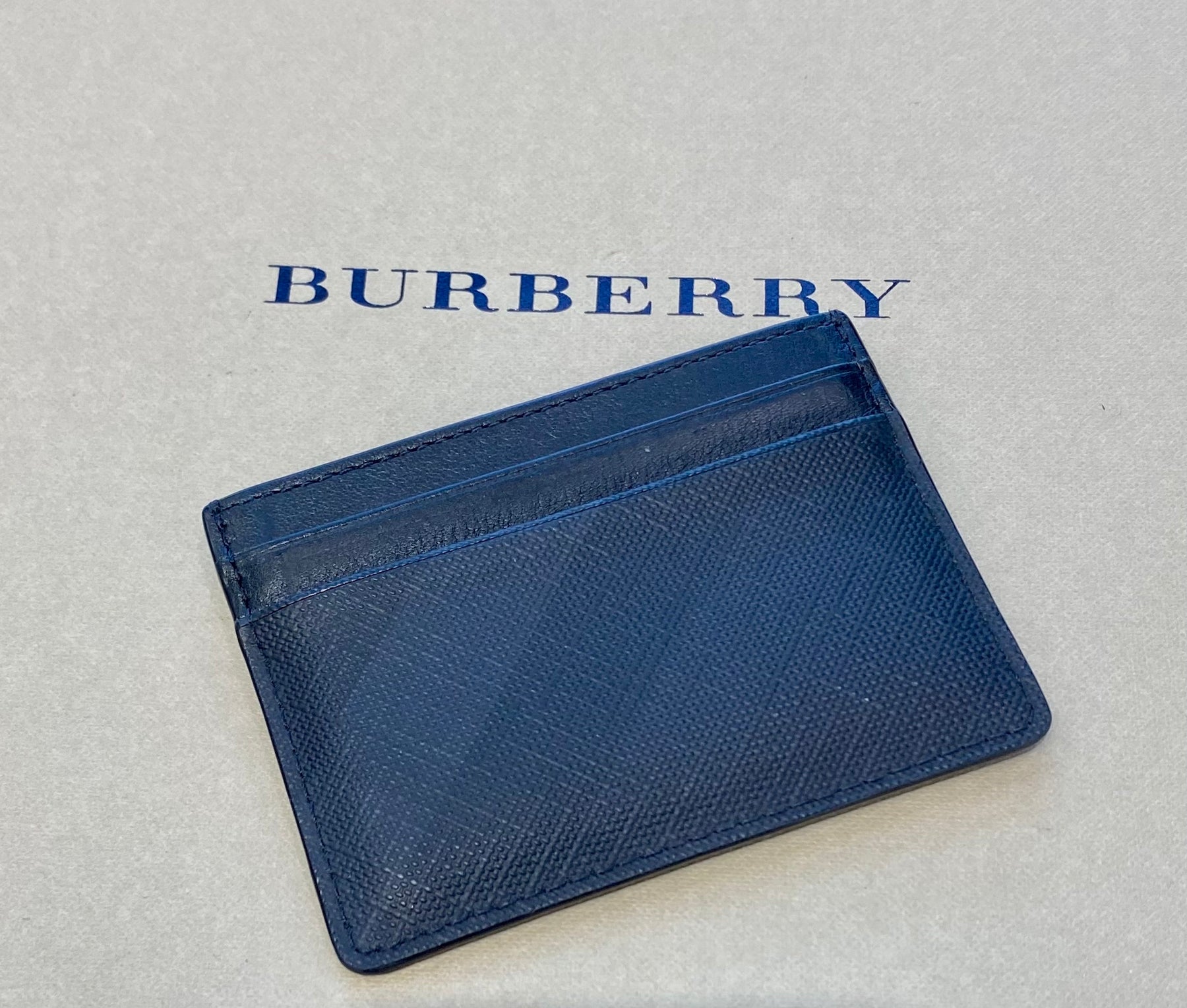 Burberry Check Card Case Navy