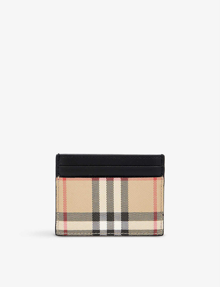 BURBERRY SANDON CANVAS &amp; LEATHER CARD CASE