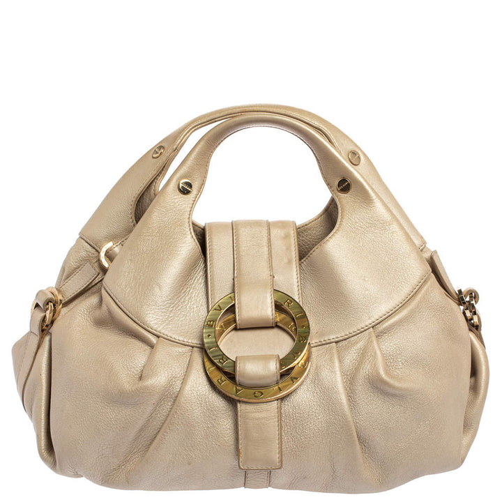BVLGARI METALLIC GOLD LEATHER CHANDRA BAG