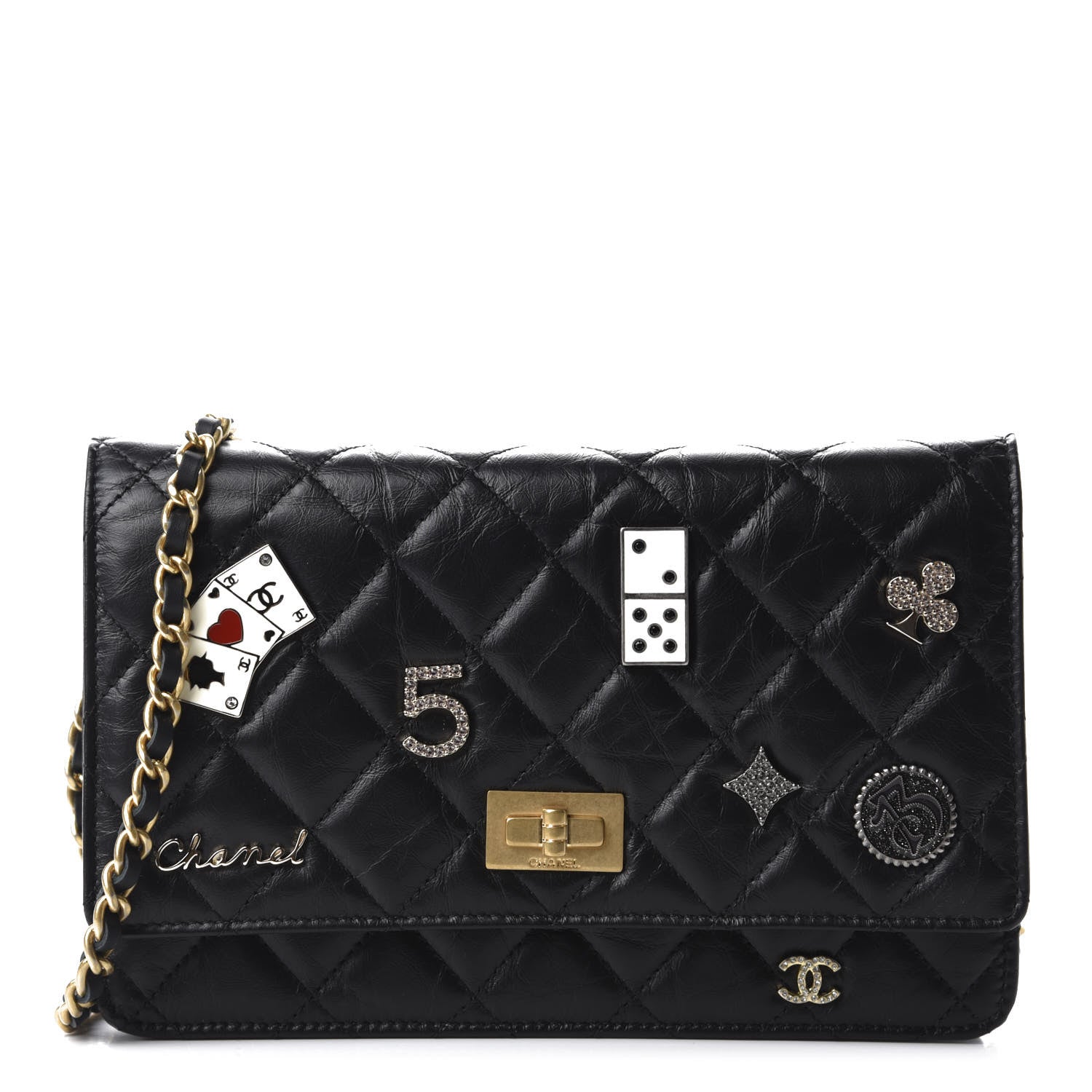 CHANEL QUILTED LAMBSKIN LUCKY CHARMS CASINO 2.55 REISSUE WALLET ON
