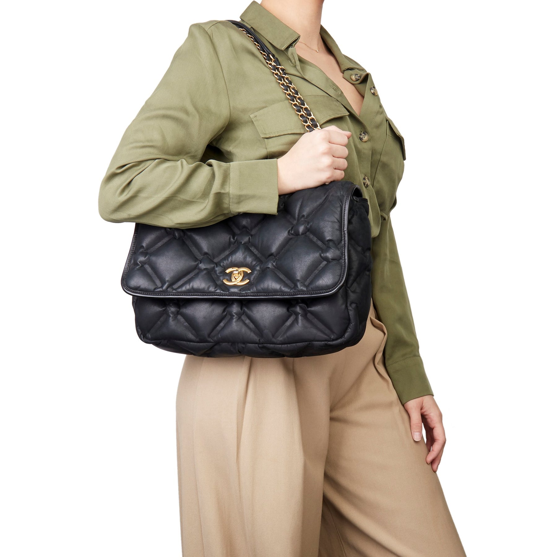 Chanel Chesterfield Flap Bag Quilted Calfskin Medium at 1stDibs