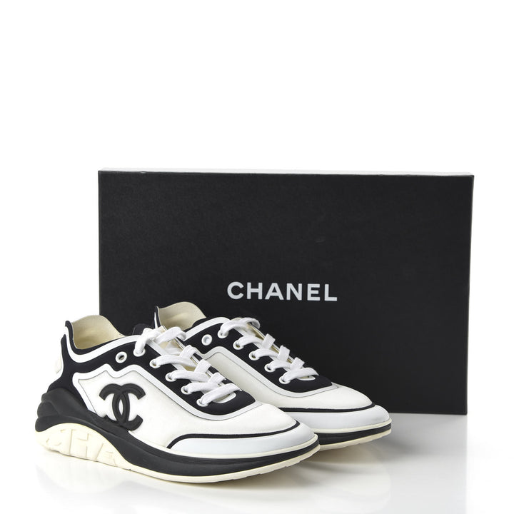 CHANEL CC CALFSKIN MESH LYCRA SNEAKERS