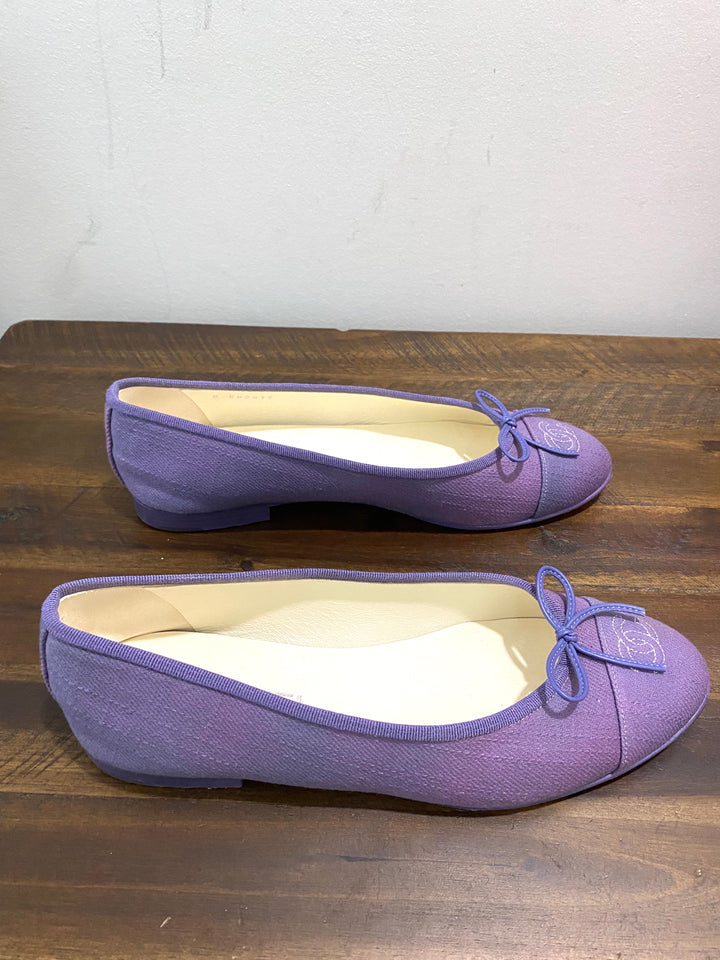 CHANEL CC CAP TOE BALLET FLAT SHOES