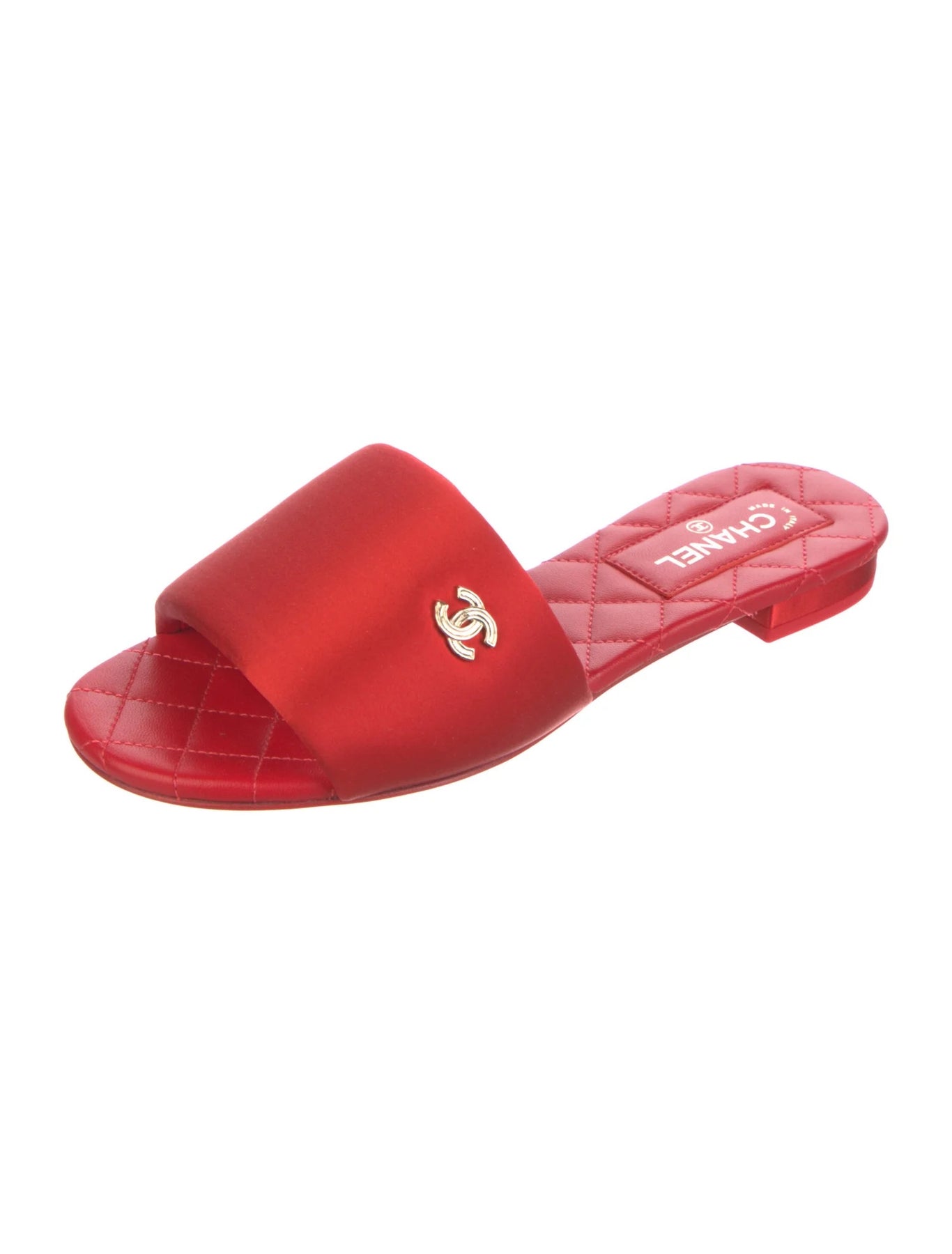 SOLD🔥Chanel Red Patent Maxi Cc Logo Mules Slides