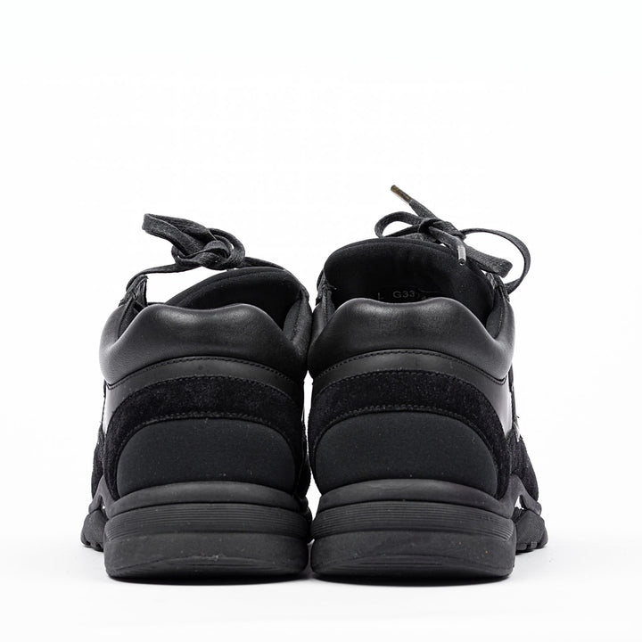 CHANEL CC LEATHER &amp; MIXED FABRIC SNEAKERS