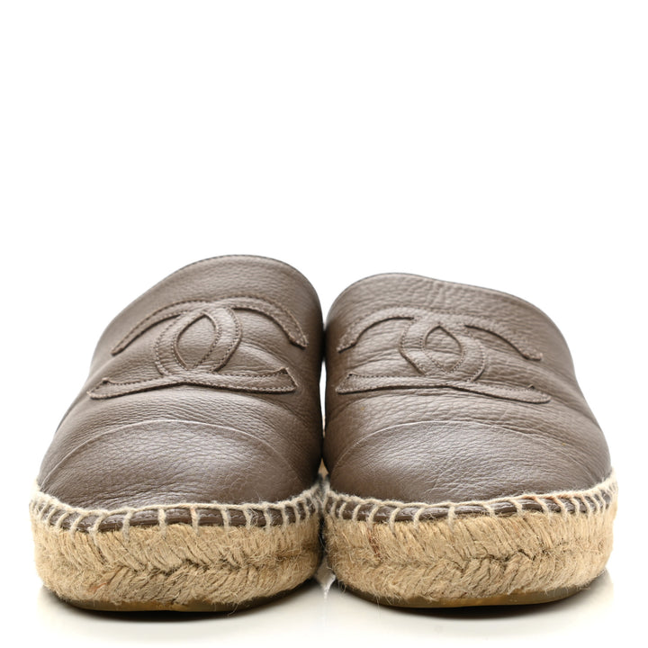 CHANEL CALFSKIN CC ESPADRILLE MULES