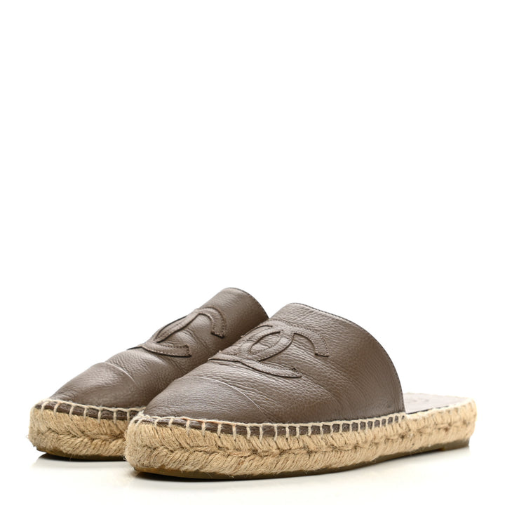 CHANEL CALFSKIN CC ESPADRILLE MULES