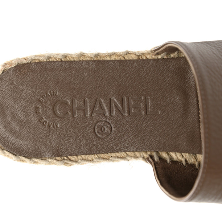 CHANEL CALFSKIN CC ESPADRILLE MULES