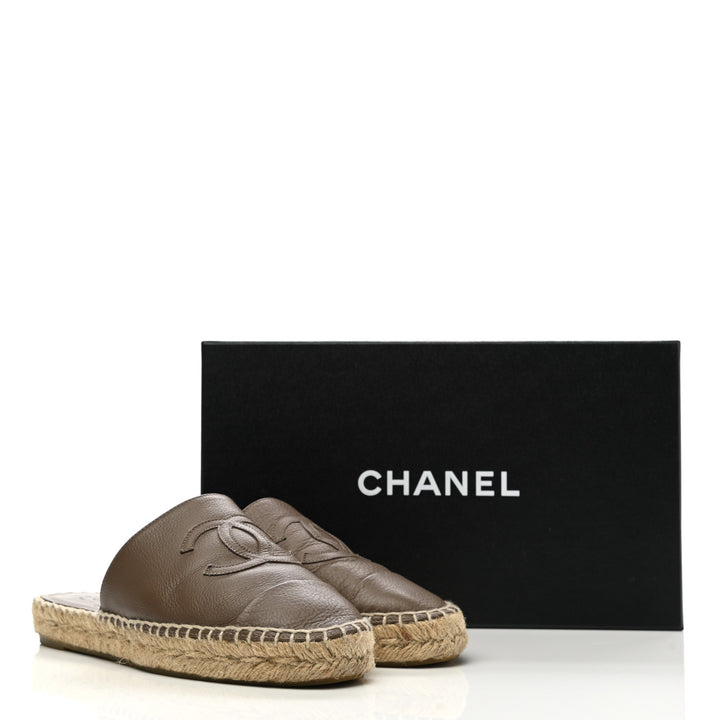 CHANEL CALFSKIN CC ESPADRILLE MULES