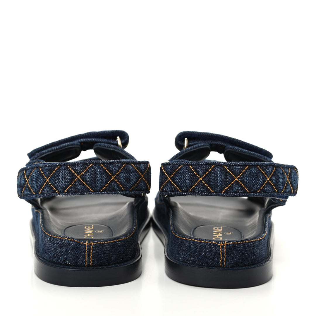 CHANEL VELCRO DENIM QUILTED DAD SANDALS