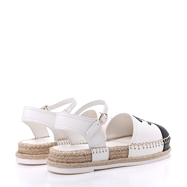 CHANEL CC LAMBSKIN CAP TOE ESPADRILLE SANDALS