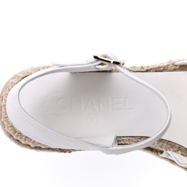 CHANEL CC LAMBSKIN CAP TOE ESPADRILLE SANDALS