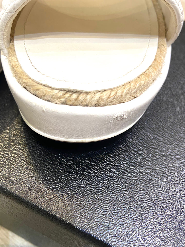 CHANEL CC LAMBSKIN LEATHER ESPADRILLE MULES