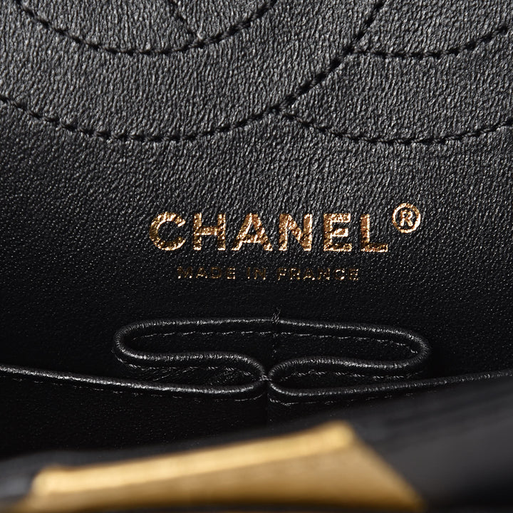 CHANEL LAMBSKIN METALLIC CALFSKIN CROC EMBOSSED FLAP BAG