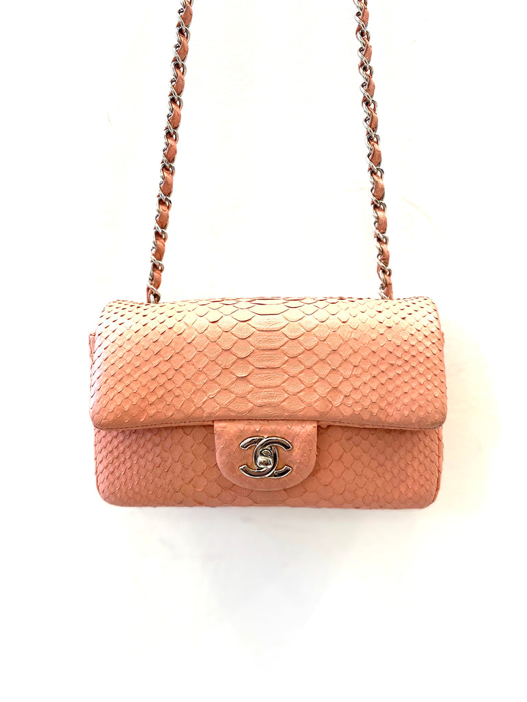 Chanel Blue Python New Mini Classic Single Flap Bag