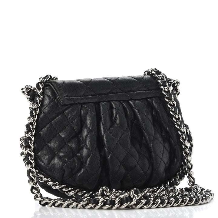 CHANEL WASHED LAMBSKIN QUILTED MINI CHAIN AROUND FLAP BAG