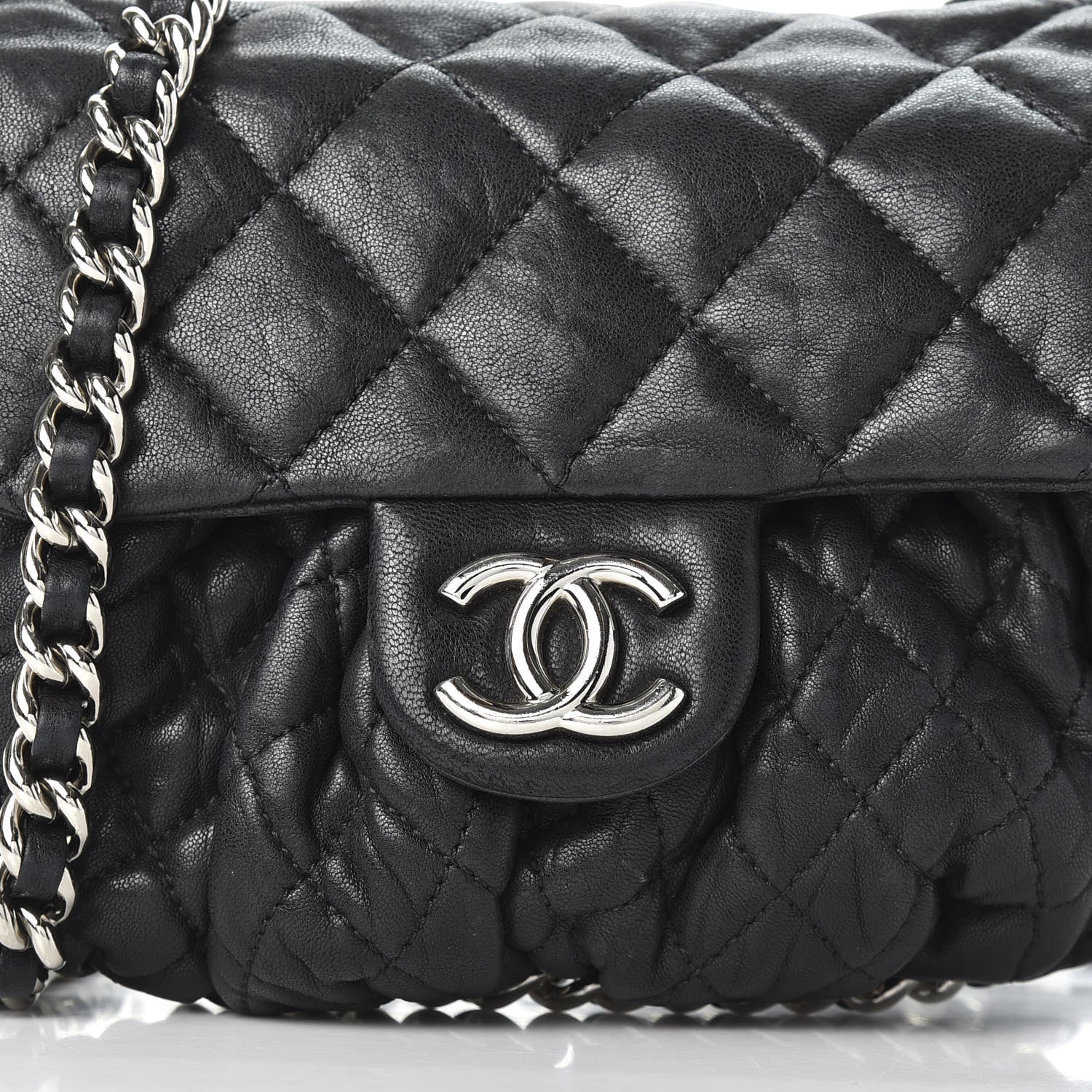 Chanel Chain Around Flap 227432 Silver Quilted Leather Shoulder