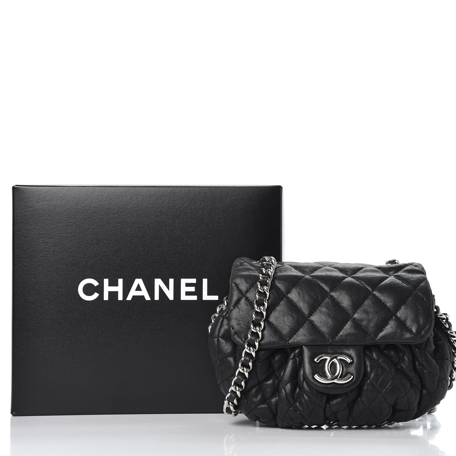 Chanel Black Quilted Washed Lambskin 'CHAIN AROUND