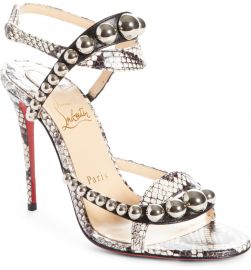 CHRISTIAN LOUBOUTIN GALERIA LEATHER &amp; SNAKESKIN SANDALS