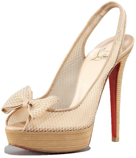 Christian Louboutin Fishnet Bow Slingback Exclu Pumps
