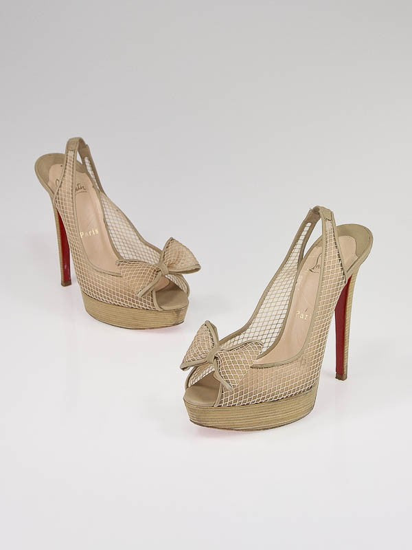 Christian Louboutin Fishnet Bow Slingback Exclu Pumps