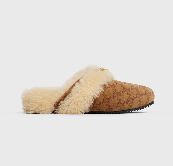 CÉLINE TRIOMPH FUR SHEARLING SLIDES