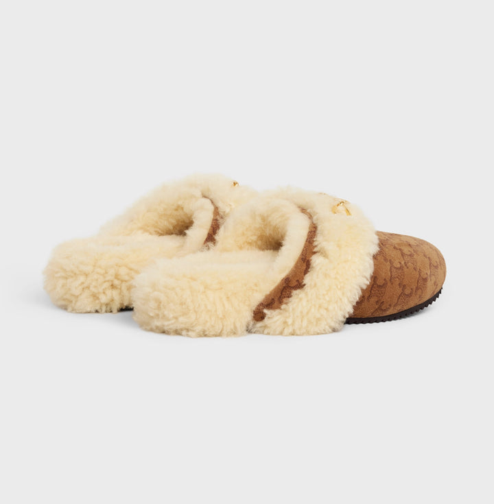 CÉLINE TRIOMPH FUR SHEARLING SLIDES