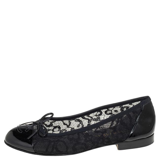 CHANEL PATENT &amp; LEATHER LACE BALLET SHOES