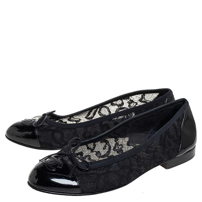 CHANEL PATENT &amp; LEATHER LACE BALLET SHOES
