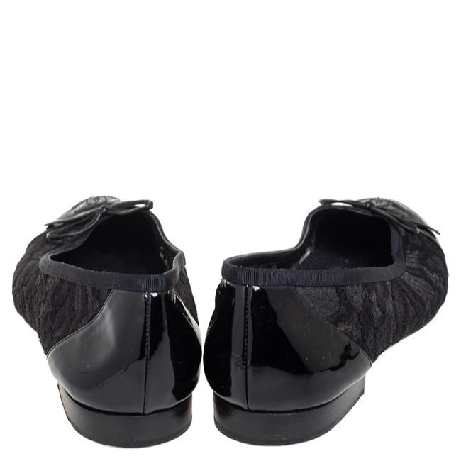 CHANEL PATENT &amp; LEATHER LACE BALLET SHOES
