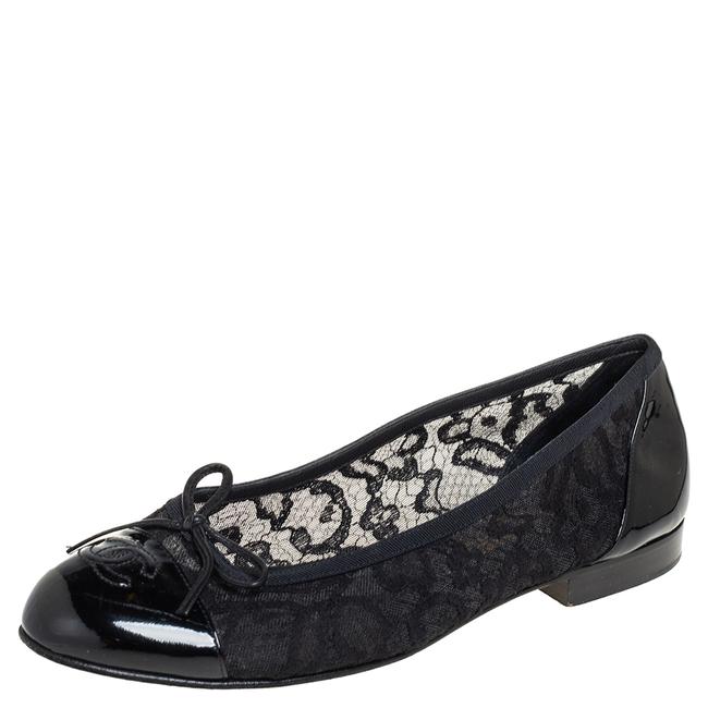 CHANEL PATENT &amp; LEATHER LACE BALLET SHOES