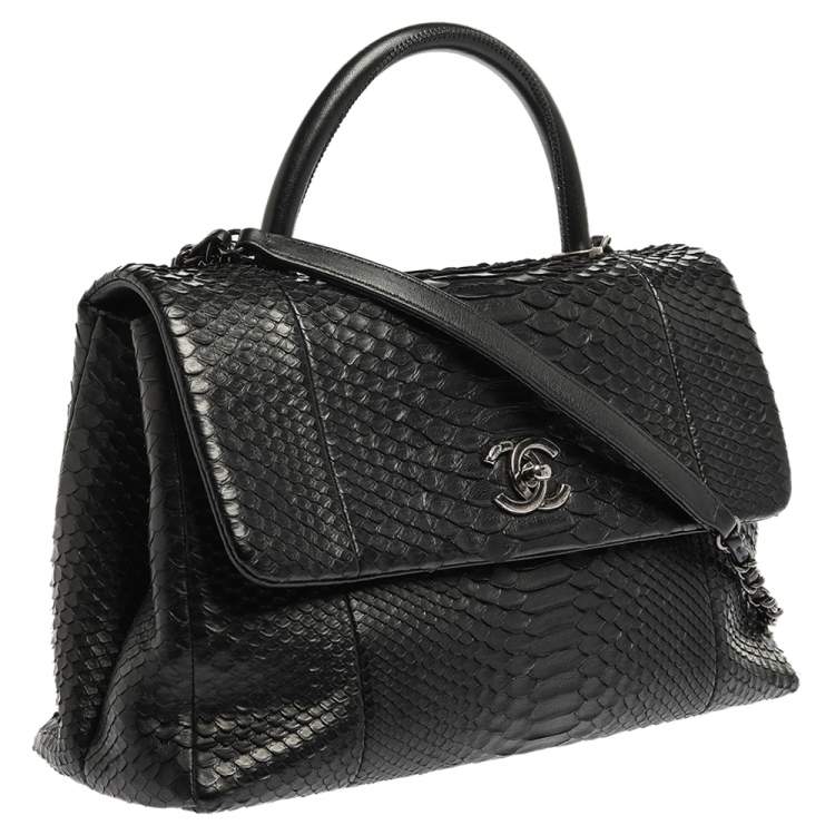 Top Handle Chanel Python Bag Chanel Black Python Medium Coco Top Handle Bag – Caroline's Fashion ...