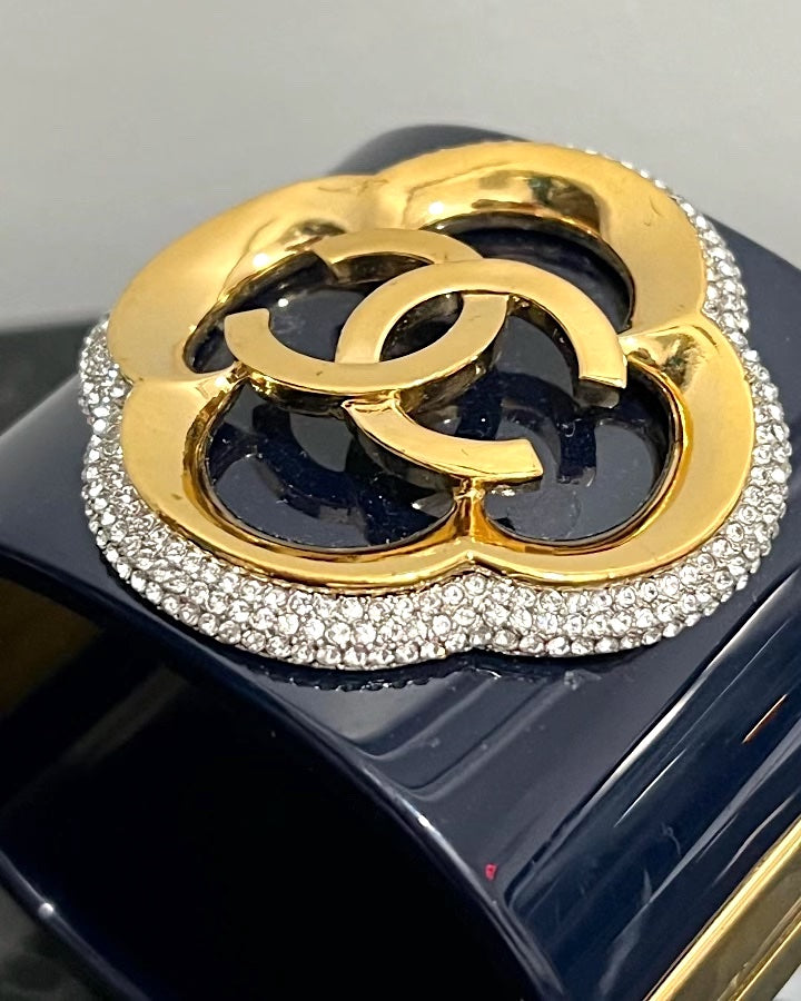 CHANEL CC LUCITE &amp; CRYSTALS CUFF BRACELET