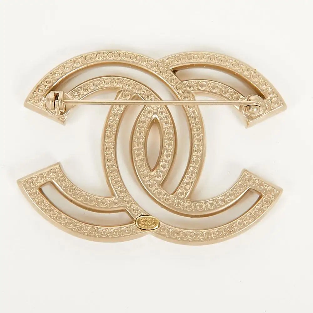CHANEL CC RHINESTONE &amp; GOLD TONED BROOCH