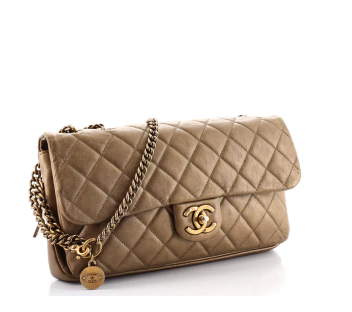 CHANEL CC CROWN QUILTED LAMBSKIN FLAP BAG