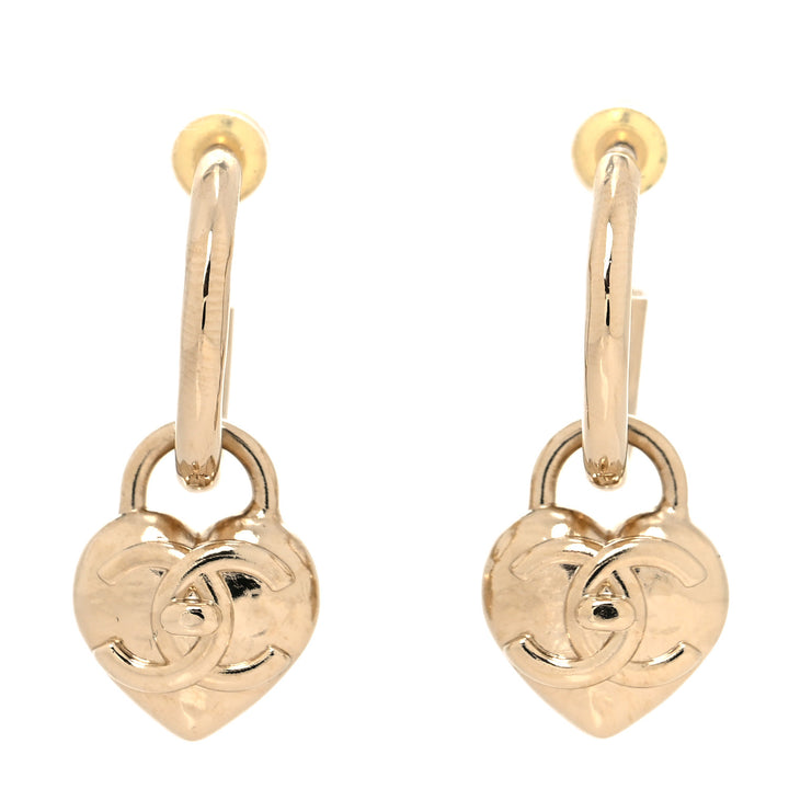 CHANEL CC HEART TURNLOCK DROP EARRINGS