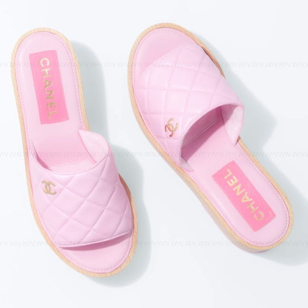 CHANEL CC COCO QUILTED LAMBSKIN LEATHER MULES