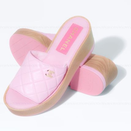 CHANEL CC COCO QUILTED LAMBSKIN LEATHER MULES