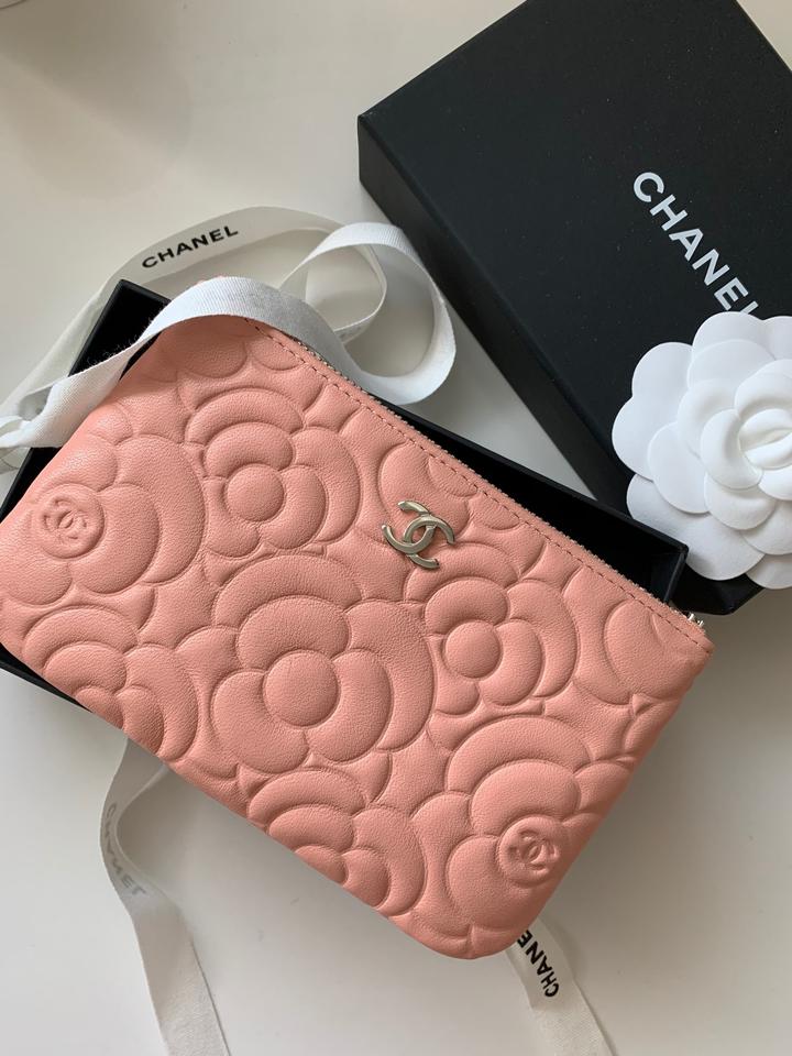 Chanel Camellia Embossed O Case-Pochette