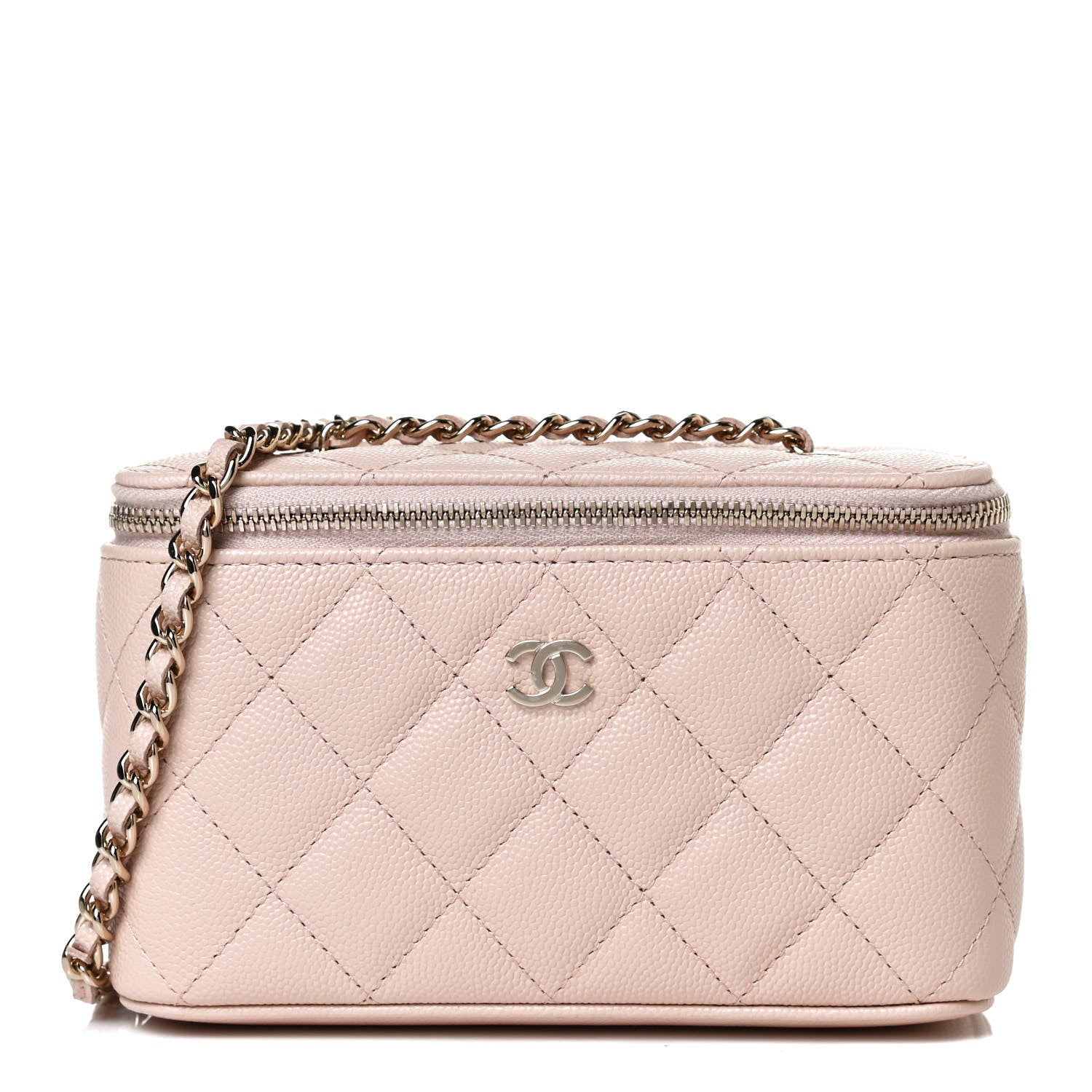 CHANEL Caviar Quilted Small Vanity Case With Chain Red 909204
