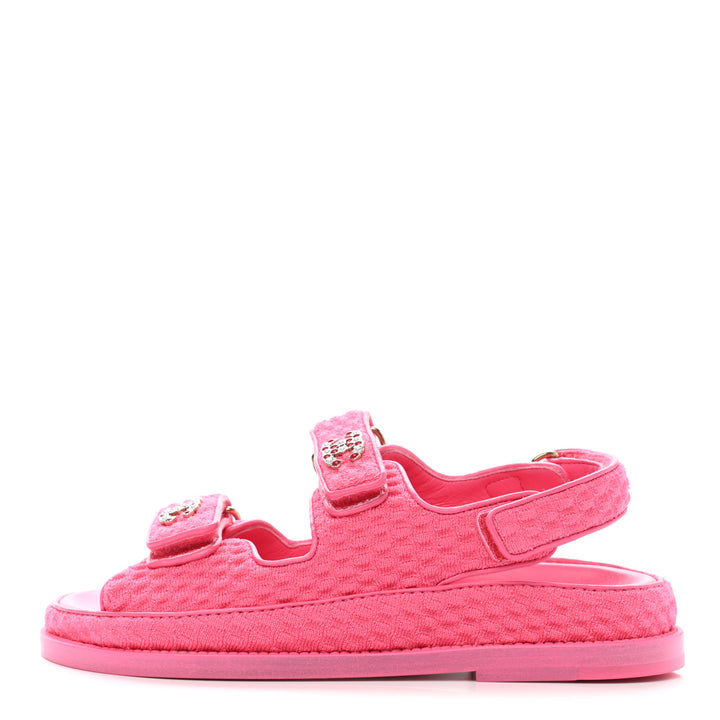 CHANEL KNIT FABRIC VELCRO DAD SANDLAS