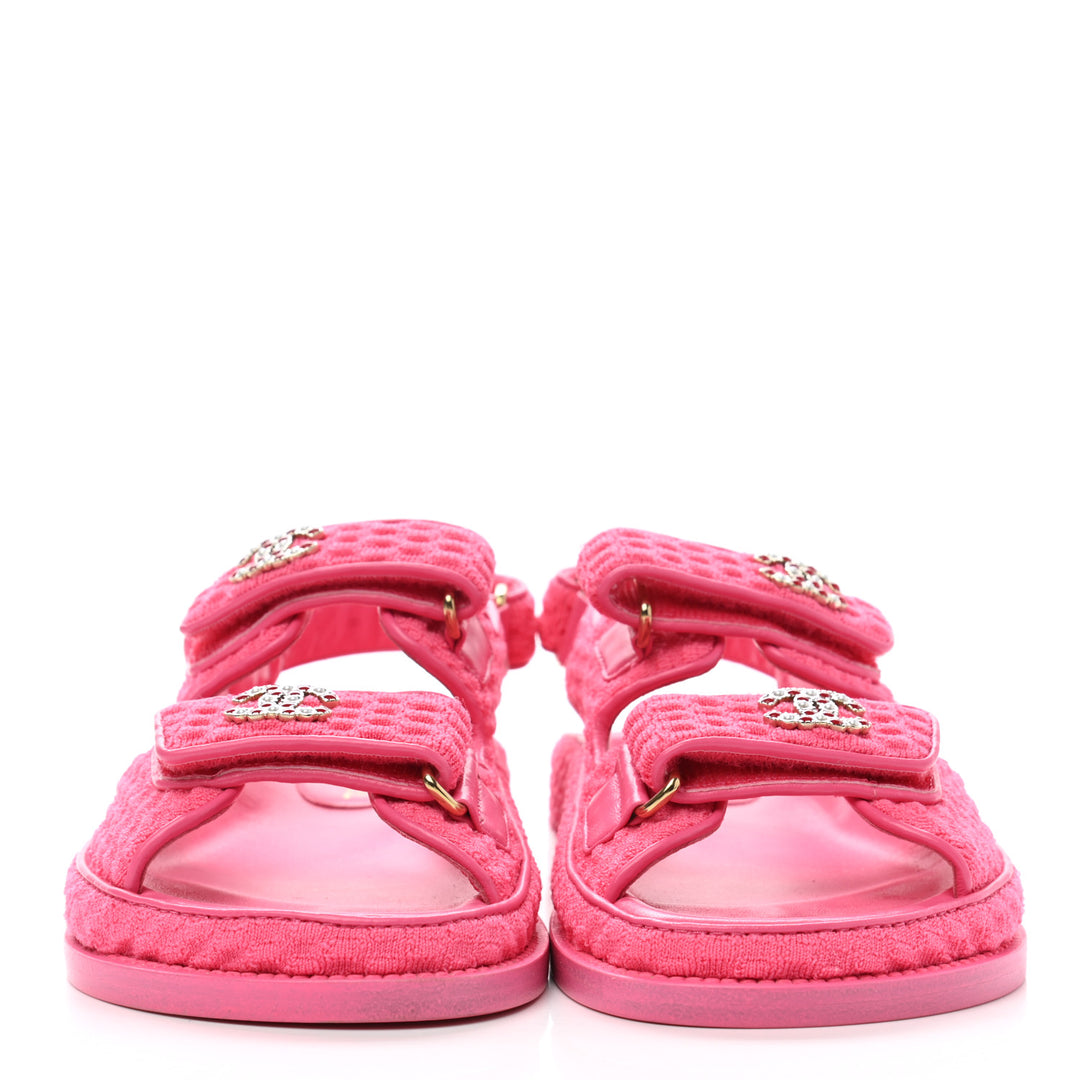 CHANEL KNIT FABRIC VELCRO DAD SANDLAS