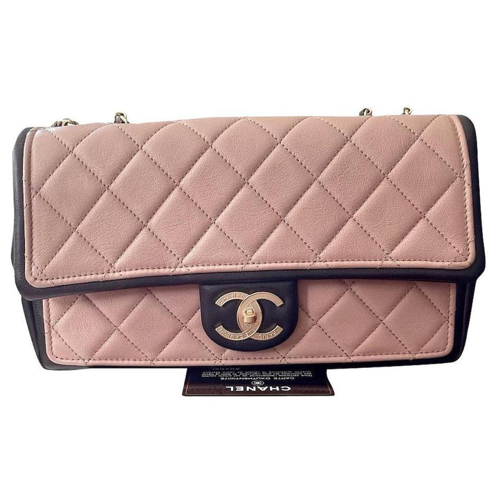 CHANEL QUILTED LEATHER DUO TONE FLAP BAG