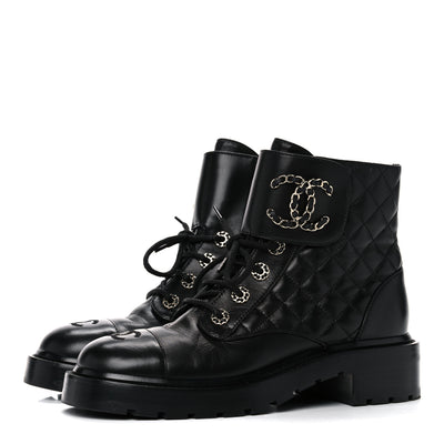 Chanel Army Laced Up Boots